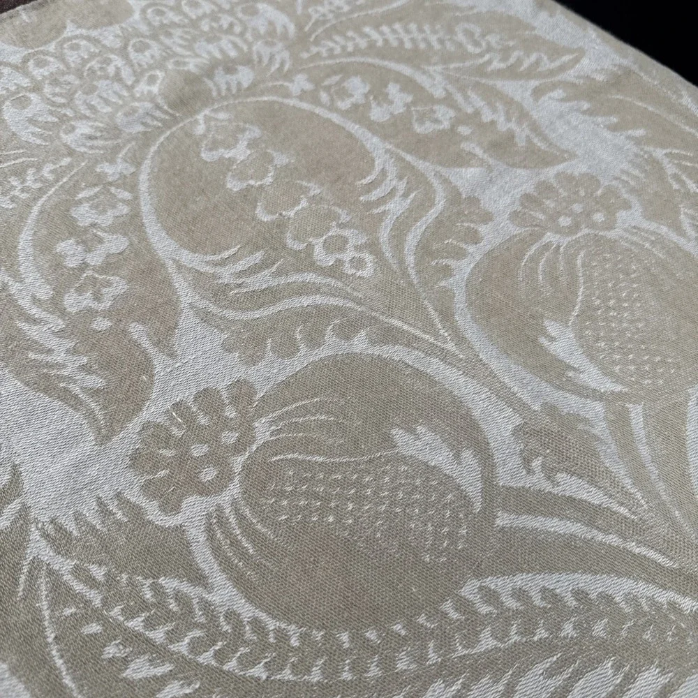 WILLIAMS SONOMA Alba Jacquard OTTON COTTON LINEN GREEN BROWN SET OF 8 Floral